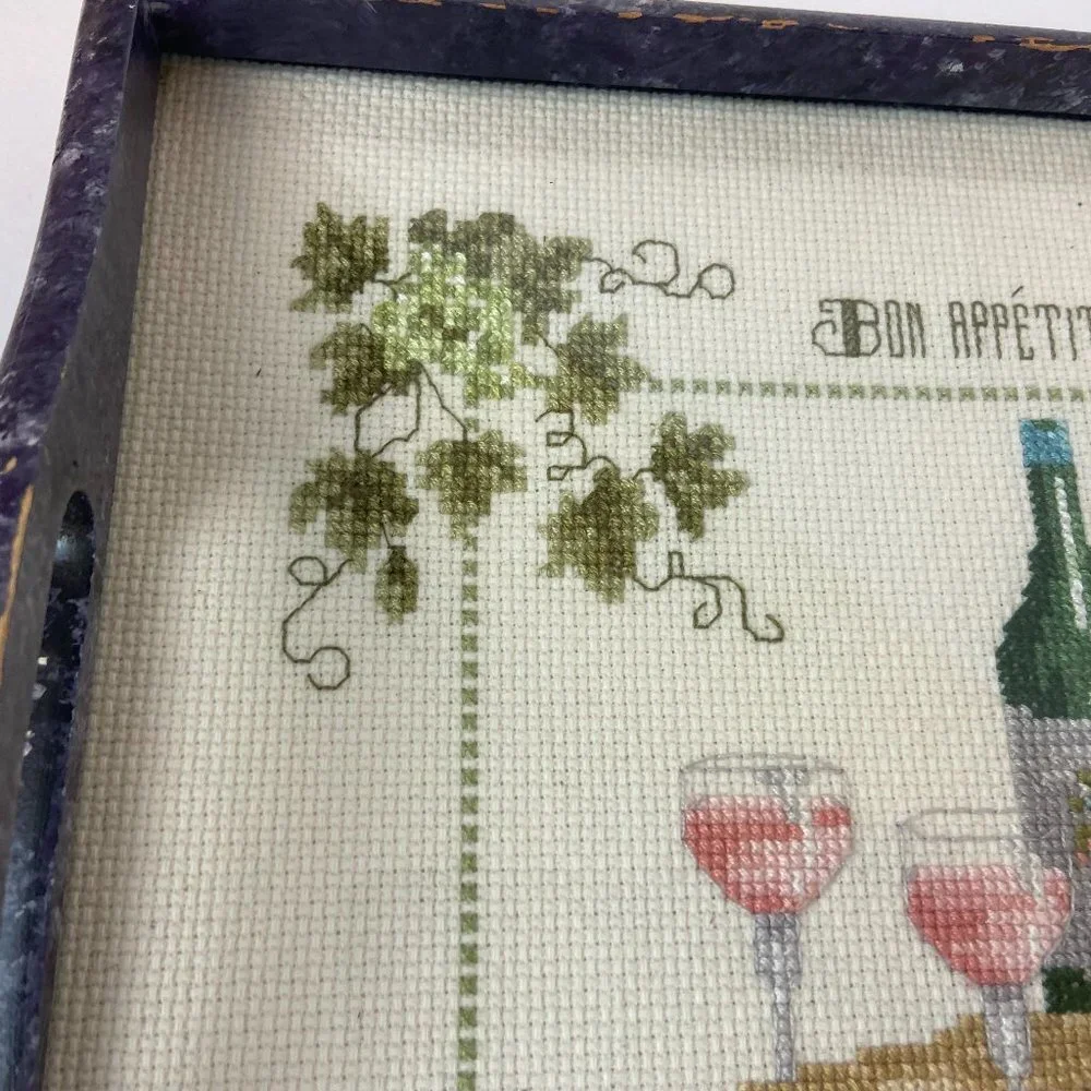 2003s Embroidered tray Glass Wine Grape